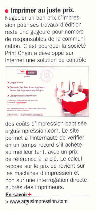 L'Argus de l'impression dans Stratgies : imprimer au meilleur prix en un temps record